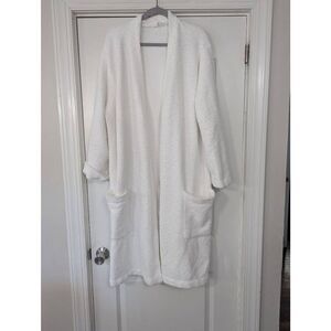 Pottery Barn Plush Robe women's size XL white long pockets teddy bath time sleep